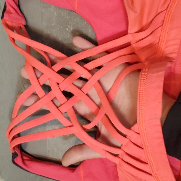 Lululemon Wild Tank. 2 in 1 bra. Purple and neon pink, smal grey stripes.4 - Picture 7 of 8